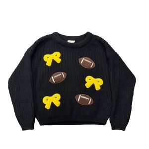 Sweet‎ Wink Football Bow Sweater Toddler 2T Black Yellow Hawkeyes Steelers NFL